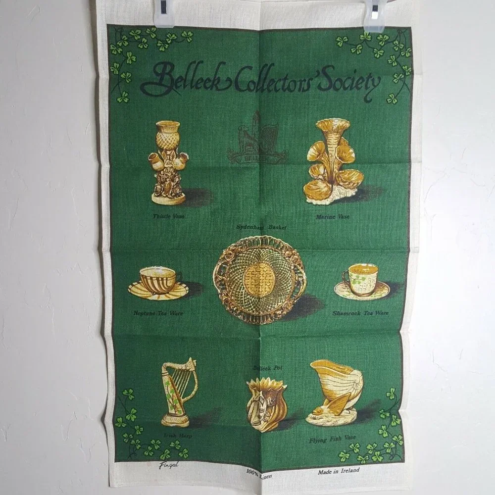 Belleck Collectors Society Fingal Linen Made in Ireland Tea Dish Towel 19 x 30